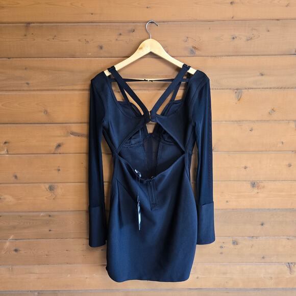 Fashion Nova Tequila Nights Bandage Mini Dress Black NWT 1X Club Cocktail Sexy - Picture 3 of 4